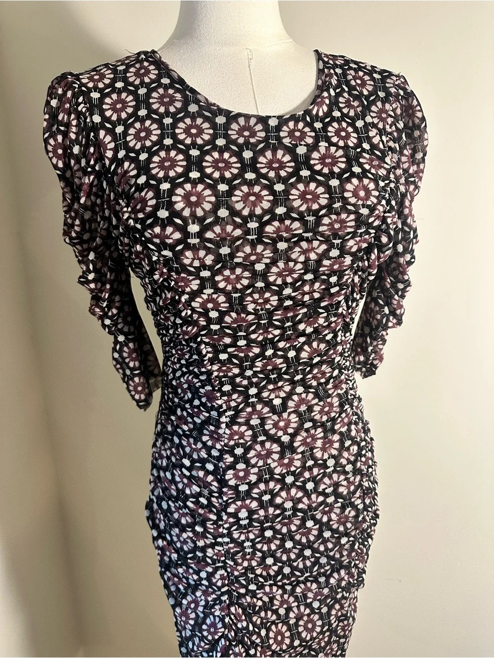 Free People Briella Ruched Midi Dress – Size XS/Small